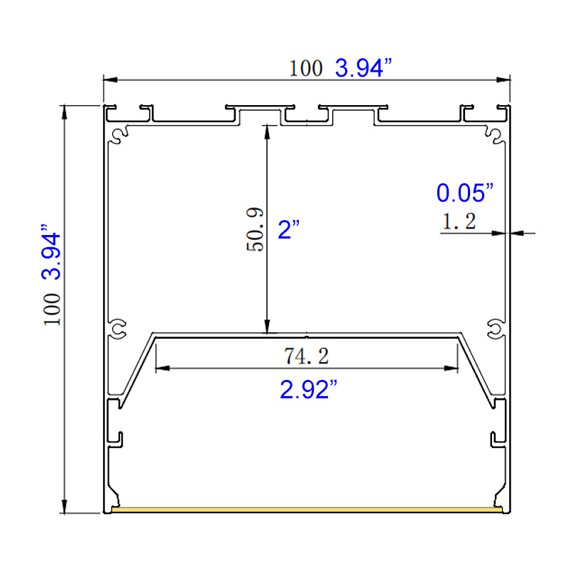 Extra Large 100mm 4 Inch Square Pendant Ceiling LED Strip Light Profile Extra Large 100mm 4 Inch Square Pendant Ceiling LED Strip Light Profile